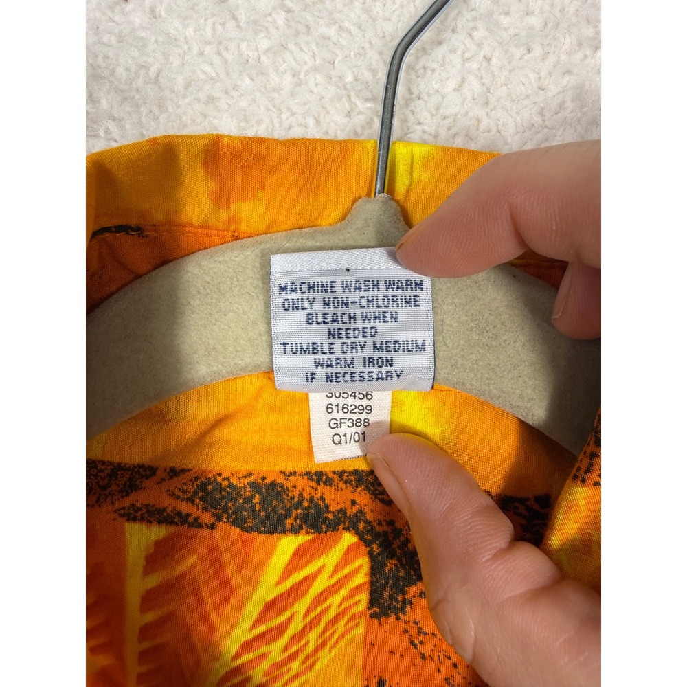 Old Navy Button Down Shirt Boys 8 Orange Good Vintage Skater Surf Graphic Y2K - Picture 8 of 11